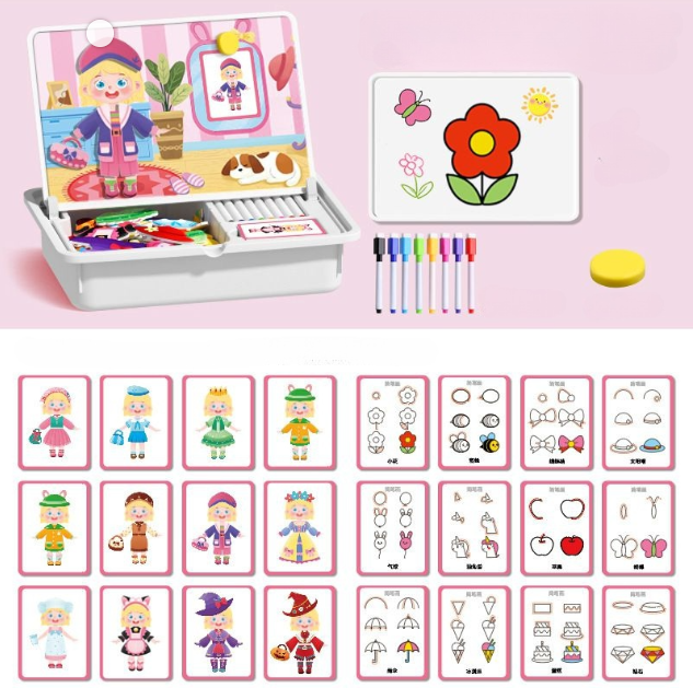 Magnetic Puzzles Face Dress Up Travel Game Double Side Preschool Educational Learning Toy for Kids