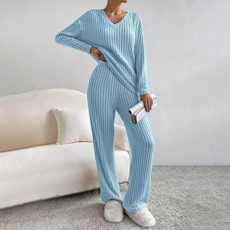 🔥New Arrivals: 50% Off-Women’s Knit V-Neck Top and Straight-Leg Pants Set
