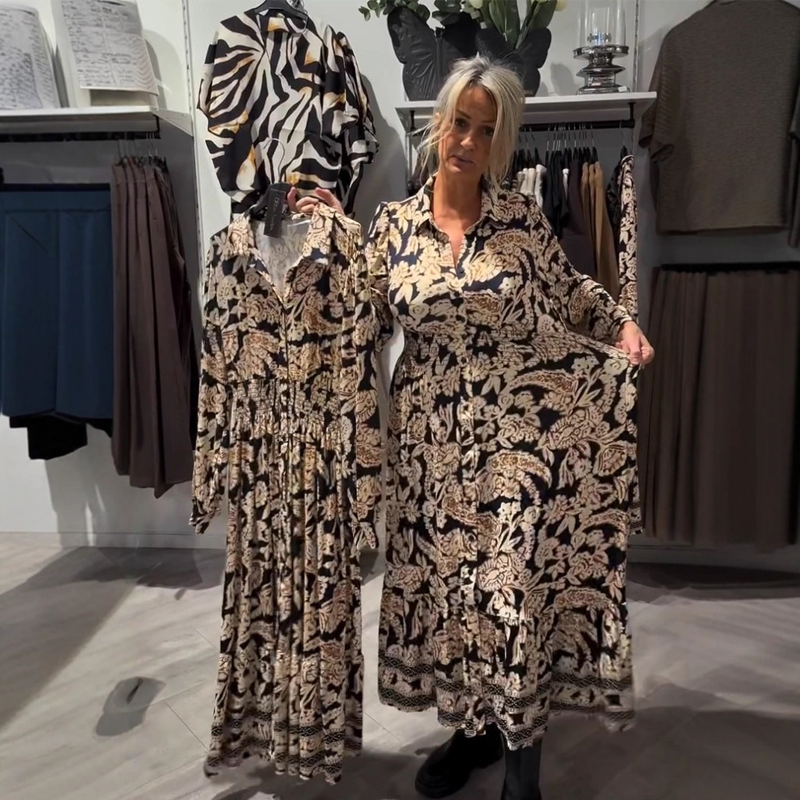 👗Limited-time offer: 50% off-Graceful Floral Print Long Sleeve Dress