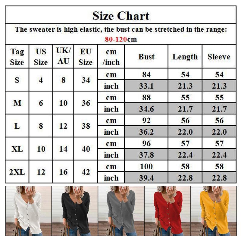 💥New Arrivals: Hot Sellers-Women's Solid Color Buttoned V-Neck Knit Top