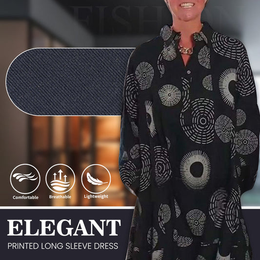 🌸Limited-time discount-Elegant Printed Long Sleeve Dress
