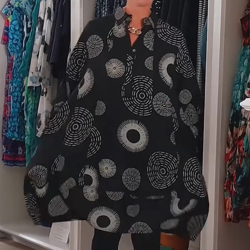 🌸Limited-time discount-Elegant Printed Long Sleeve Dress