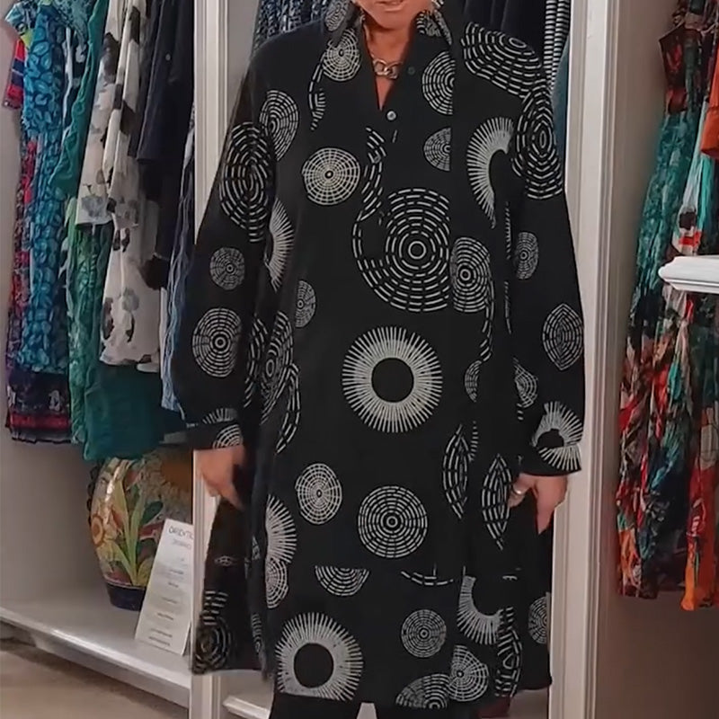 🌸Limited-time discount-Elegant Printed Long Sleeve Dress