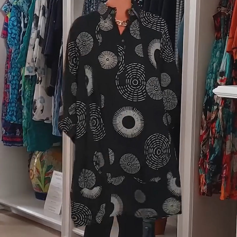 🌸Limited-time discount-Elegant Printed Long Sleeve Dress
