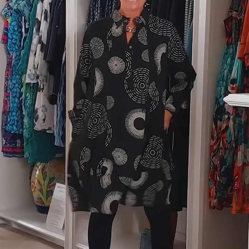 🌸Limited-time discount-Elegant Printed Long Sleeve Dress