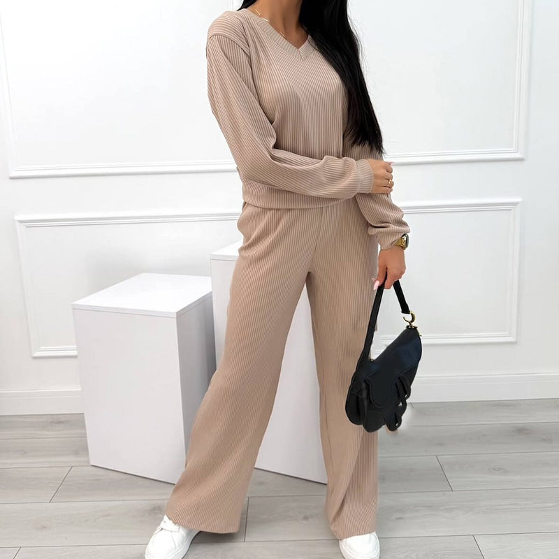 🔥New Arrivals: 50% Off-Striped V-neck Top & Wide Pants Suit