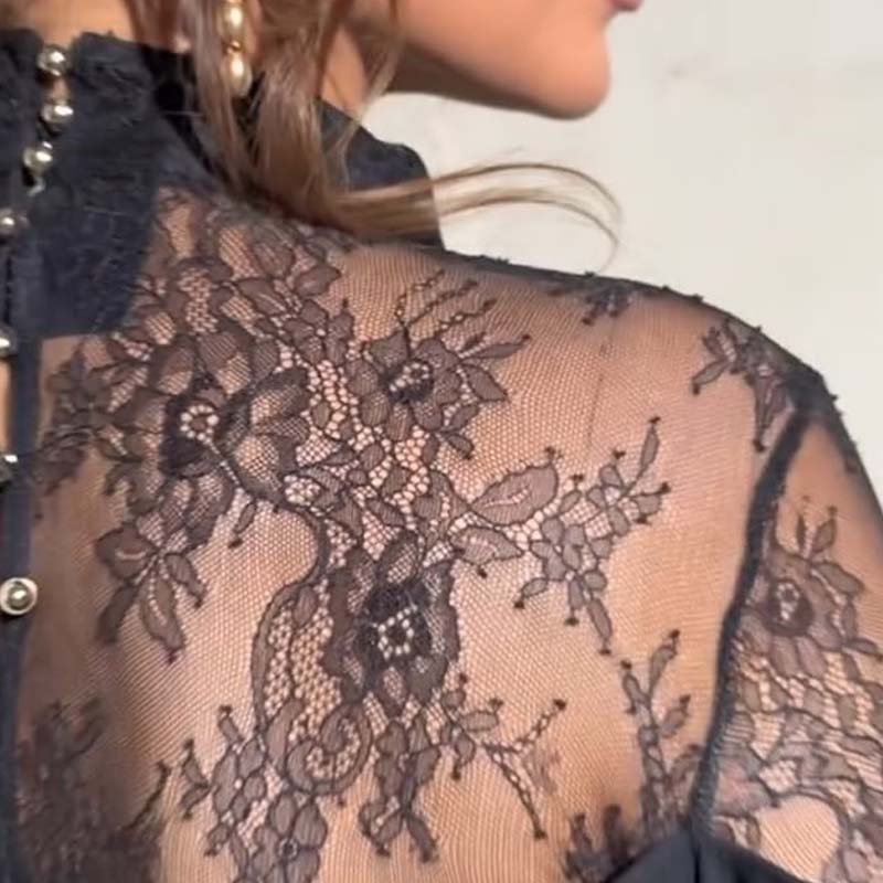 🔥Limited stock available 50% OFF🔥Women's Elegant Mock Neck Lace Back Midi Dress