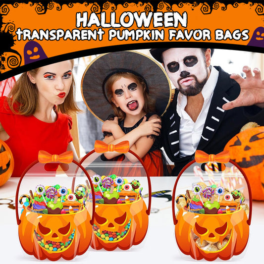👻Halloween Bestsellers-Halloween Transparent Pumpkin Favor Bags