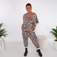 Women's Leopard Print Top and Pants Set