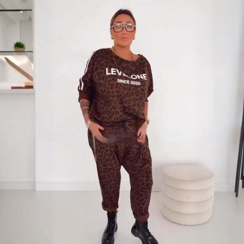 Women's Leopard Print Top and Pants Set