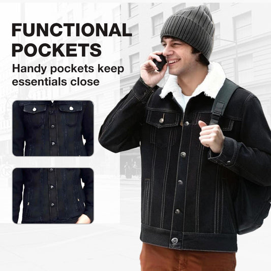 💥New Arrival Special: 50% Off-Men’s Casual Sherpa-Lined Denim Jacket