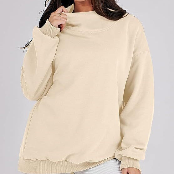 Women's Mock Neck Long Sleeve Pullover Sweatshirt