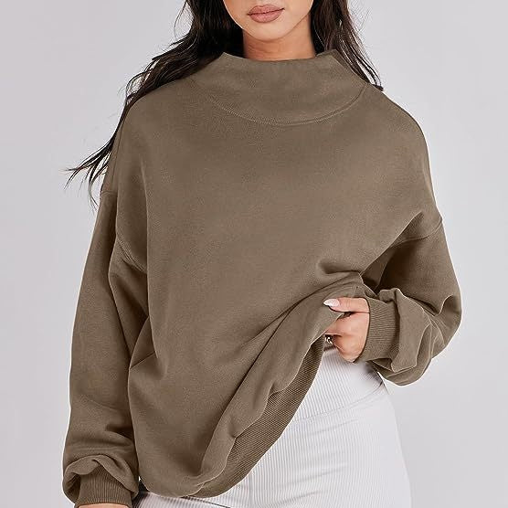 Women's Mock Neck Long Sleeve Pullover Sweatshirt