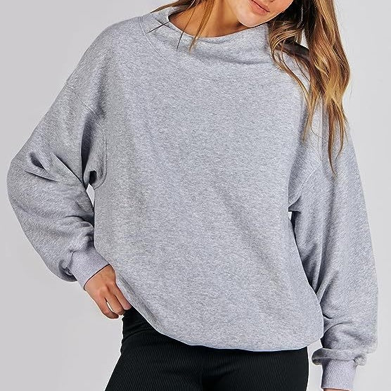 Women's Mock Neck Long Sleeve Pullover Sweatshirt