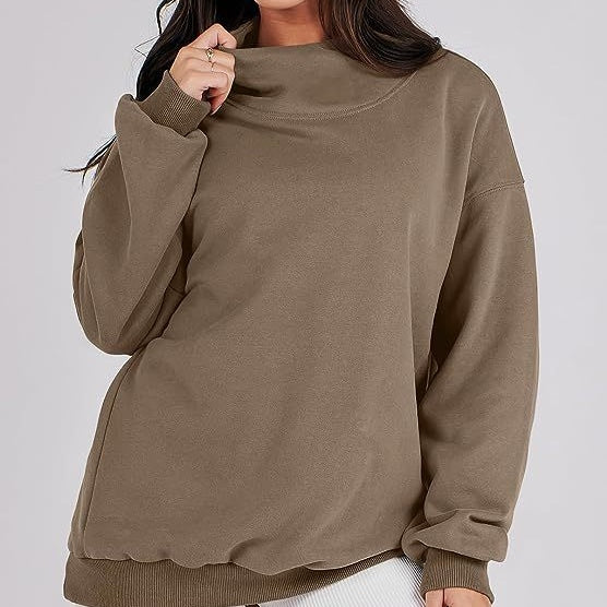 Women's Mock Neck Long Sleeve Pullover Sweatshirt