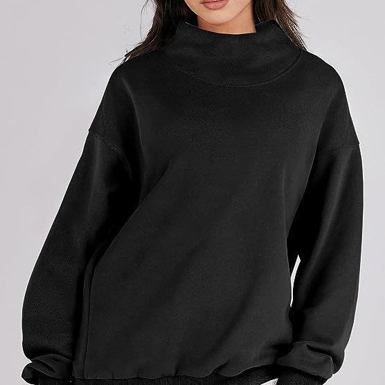 Women's Mock Neck Long Sleeve Pullover Sweatshirt