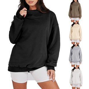 Women's Mock Neck Long Sleeve Pullover Sweatshirt