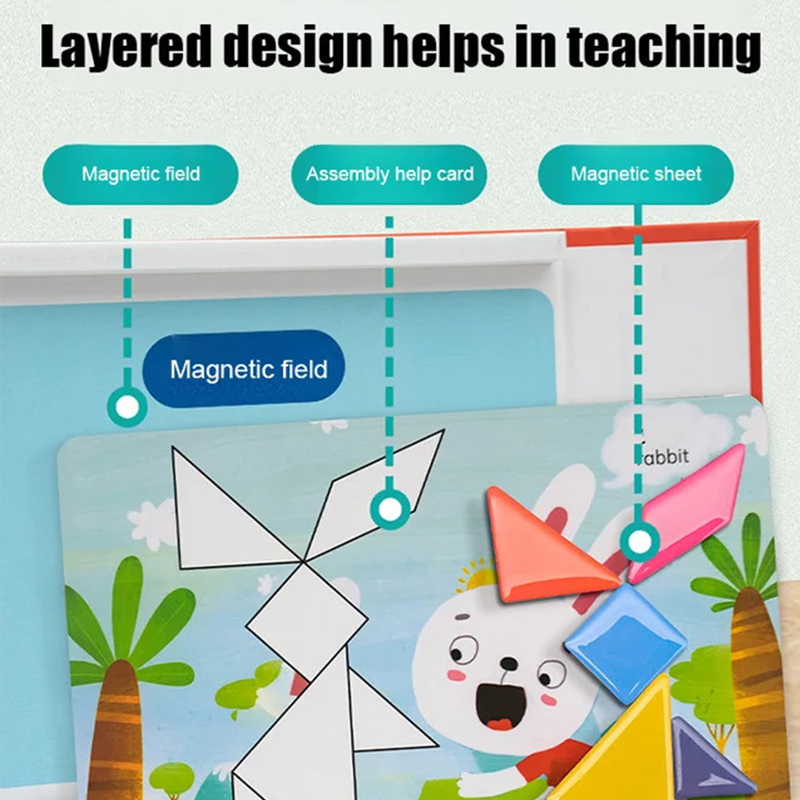 🌟Enhancing children's thinking skills-Children's Magnetic Tangram Puzzle Set🎁The Best Gift