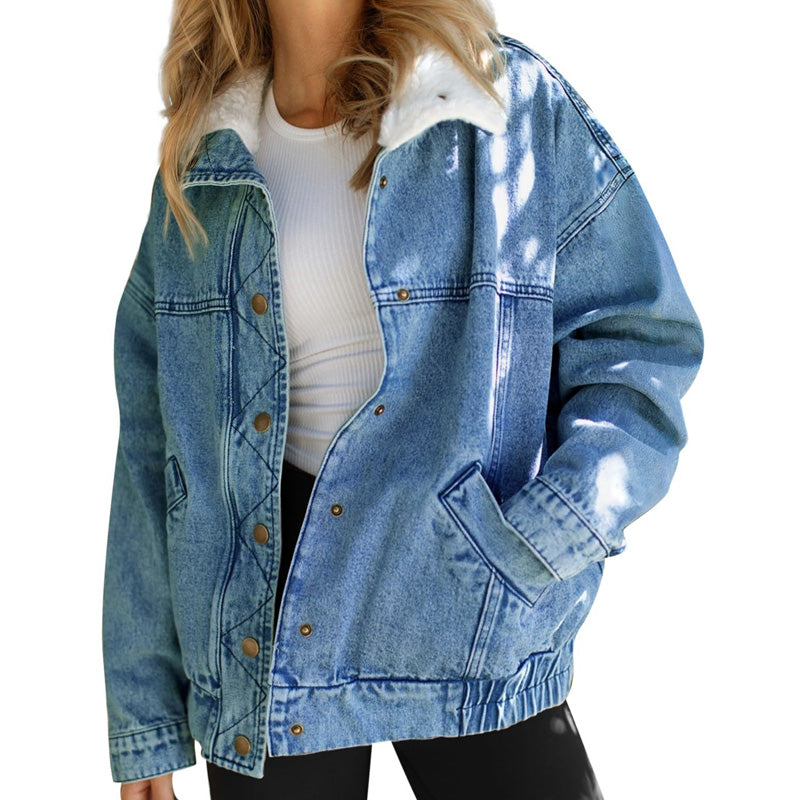 💥New arrivals: 50% off-Denim Jacket with Plush Faux Fur Collar for Women