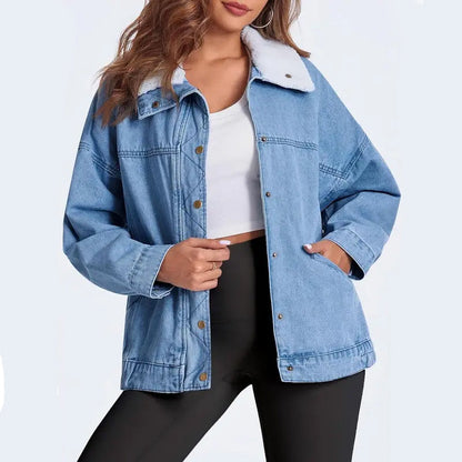 💥New arrivals: 50% off-Denim Jacket with Plush Faux Fur Collar for Women