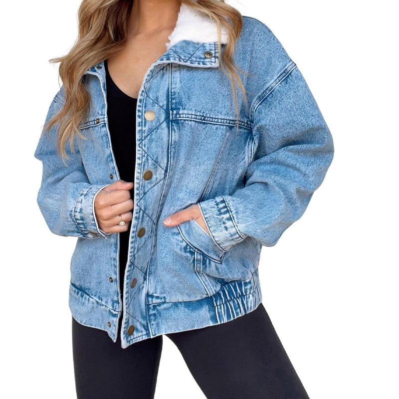💥New arrivals: 50% off-Denim Jacket with Plush Faux Fur Collar for Women