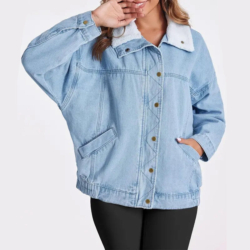 💥New arrivals: 50% off-Denim Jacket with Plush Faux Fur Collar for Women