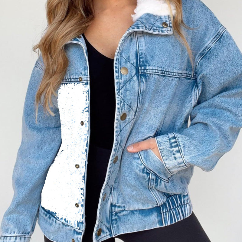 💥New arrivals: 50% off-Denim Jacket with Plush Faux Fur Collar for Women