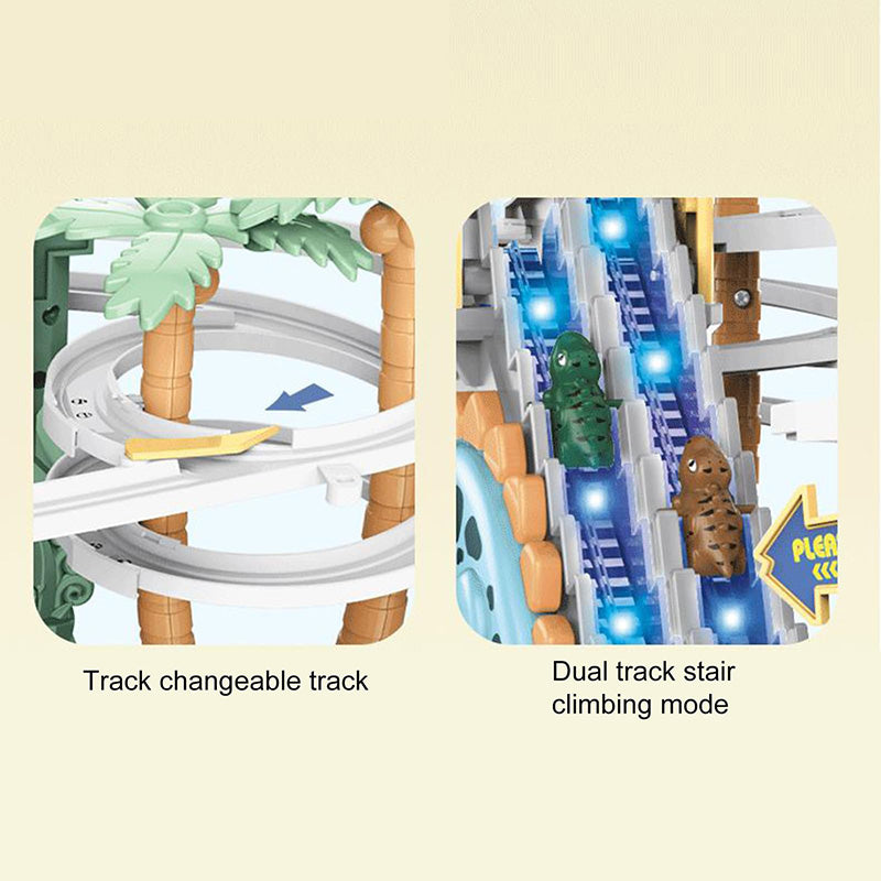 🎁[Perfect Gift]Completely upgraded-Electric Dual Track Dinosaur Slide