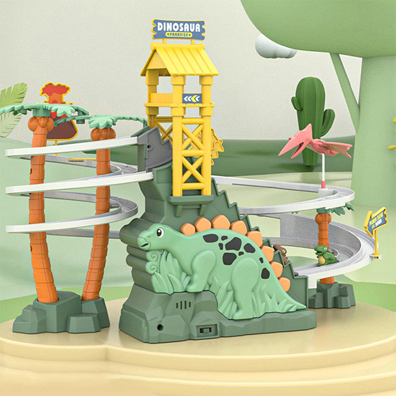 🎁[Perfect Gift]Completely upgraded-Electric Dual Track Dinosaur Slide