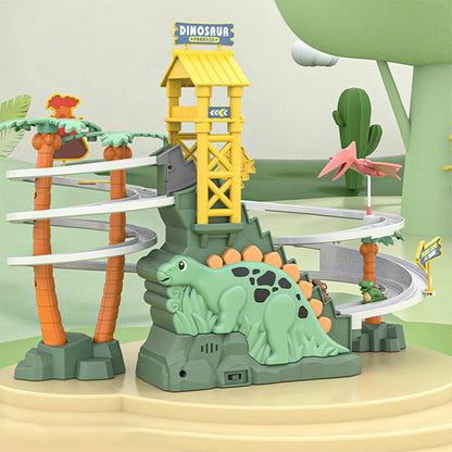 🎁[Perfect Gift]Completely upgraded-Electric Dual Track Dinosaur Slide