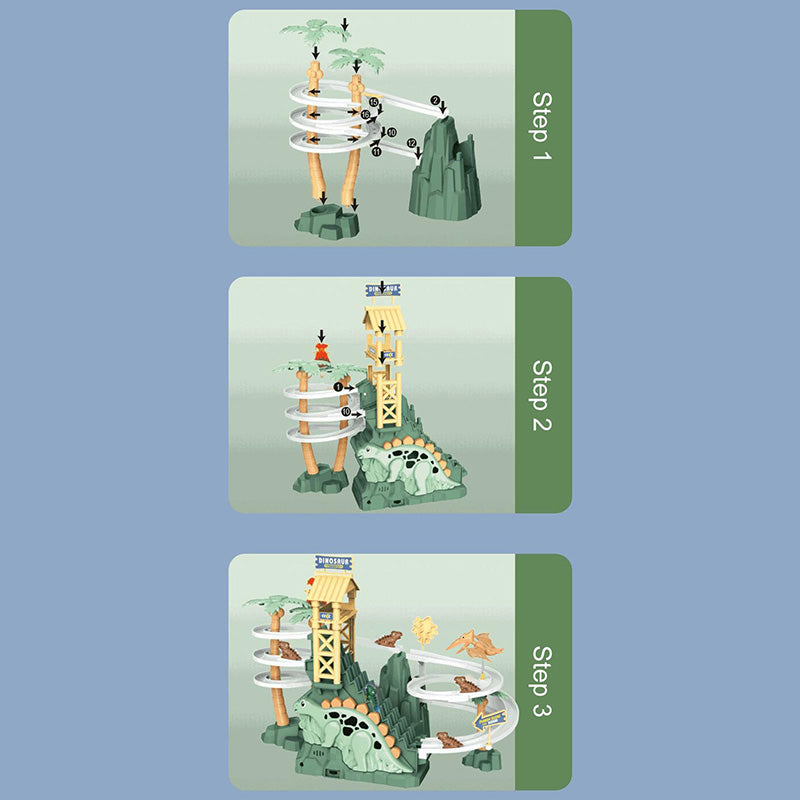 🎁[Perfect Gift]Completely upgraded-Electric Dual Track Dinosaur Slide