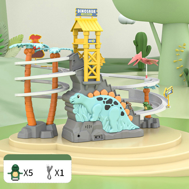 🎁[Perfect Gift]Completely upgraded-Electric Dual Track Dinosaur Slide