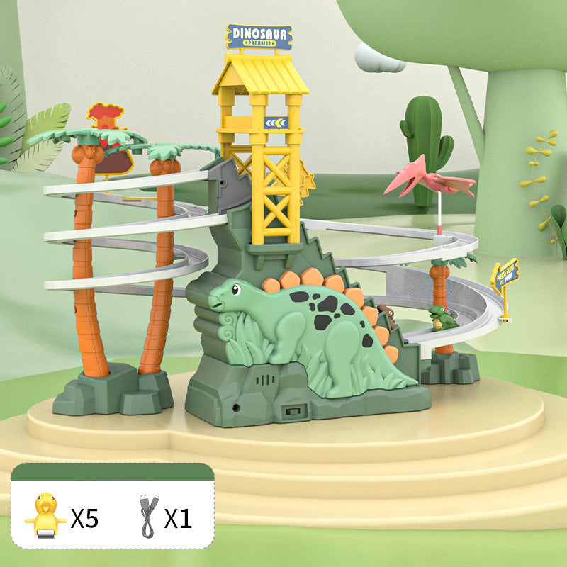 🎁[Perfect Gift]Completely upgraded-Electric Dual Track Dinosaur Slide