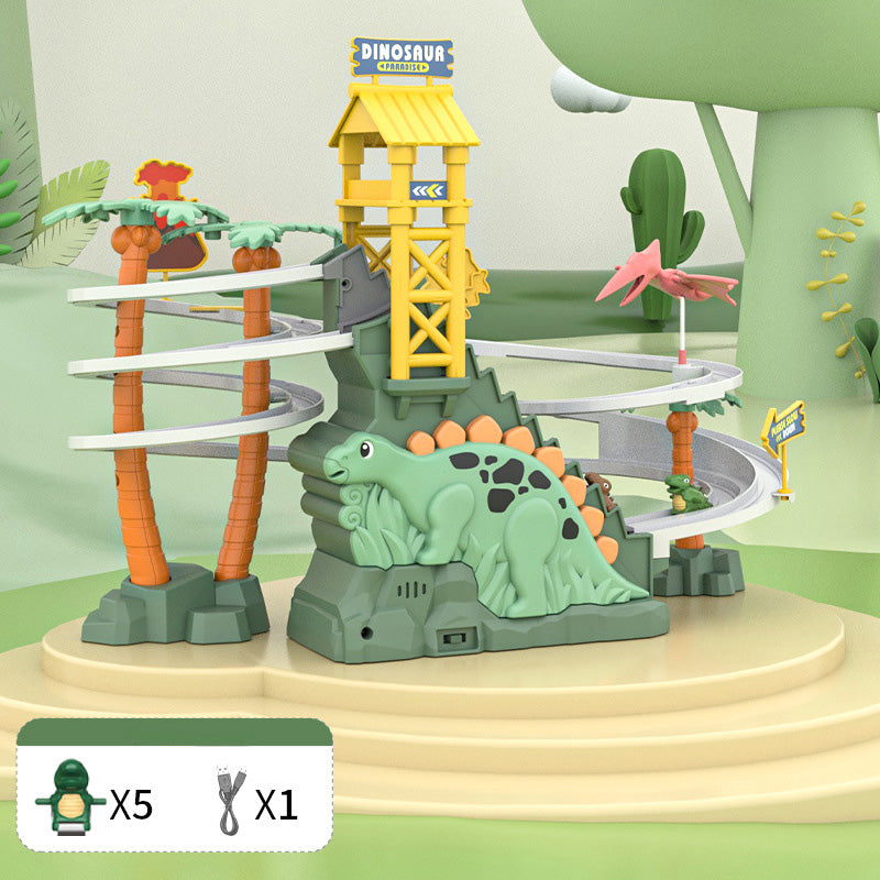 🎁[Perfect Gift]Completely upgraded-Electric Dual Track Dinosaur Slide