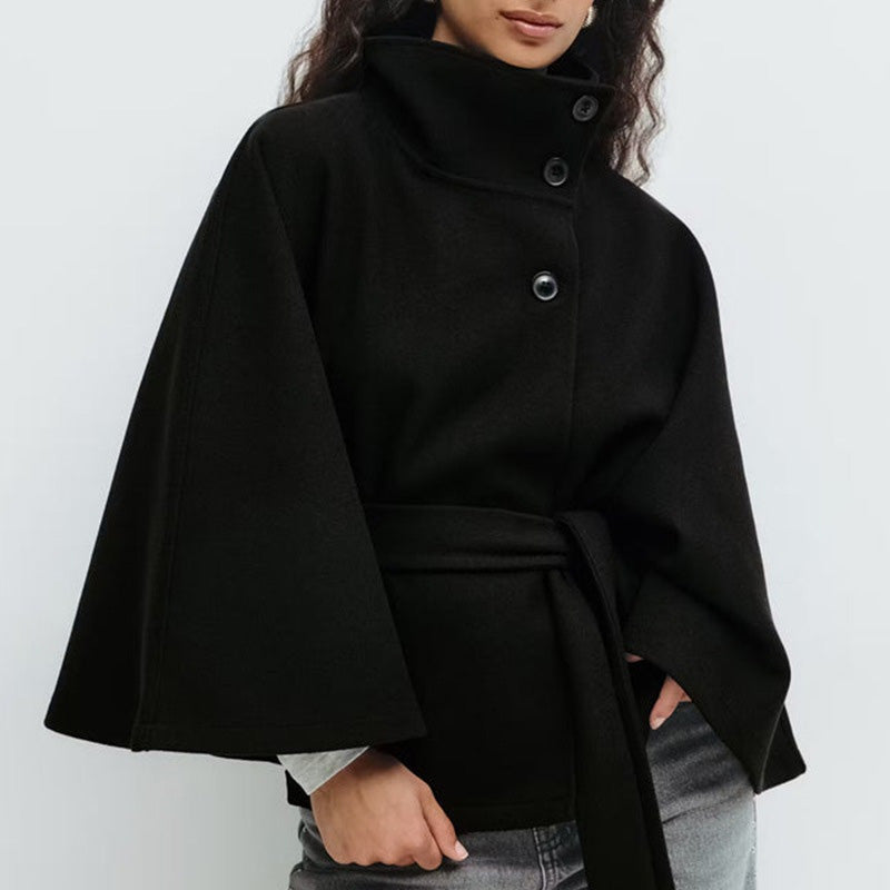 🍁Autumn Special-Sale 60% off - Women's Stand Collar Shawl Coat (with Belt)🧶Chic, Comfortable & Made for Every Occasion