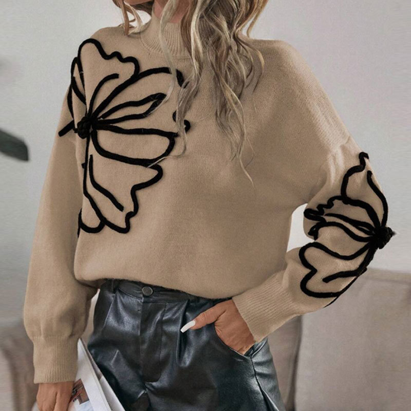 🔥Limited-time offer: 50% off-Women’s Floral Mock Neck Long Sleeve Sweater