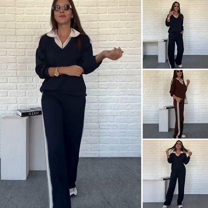 🔥Latest models 50% off-Women's Long Sleeve Lapel Top & Pants Set