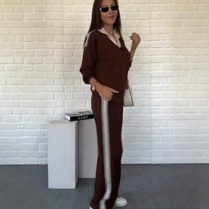 🔥Latest models 50% off-Women's Long Sleeve Lapel Top & Pants Set