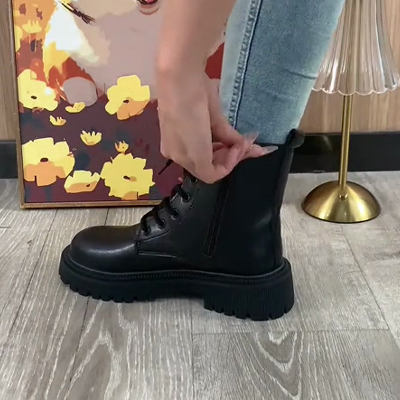 👢Limited-time offer: 50% off-Chunky Heel Lace-Up Ankle Boots