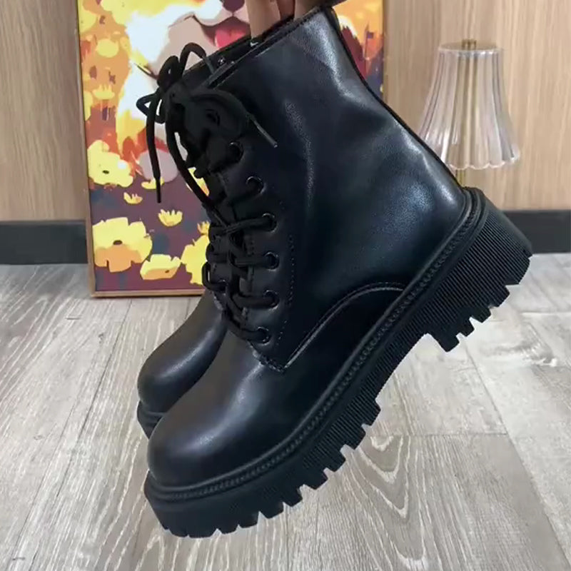 👢Limited-time offer: 50% off-Chunky Heel Lace-Up Ankle Boots