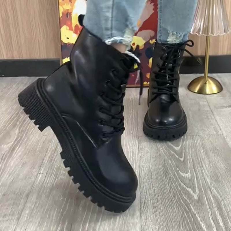 👢Limited-time offer: 50% off-Chunky Heel Lace-Up Ankle Boots