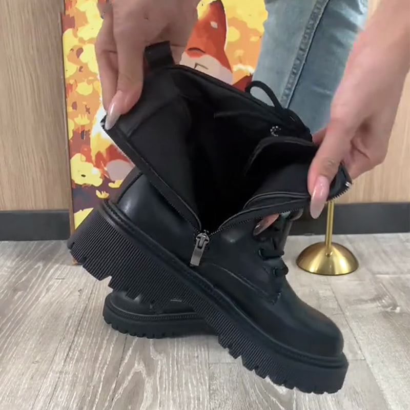 👢Limited-time offer: 50% off-Chunky Heel Lace-Up Ankle Boots