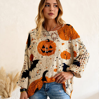 🎃Halloween 50% Off Special Offer-Women's Halloween Loose Fit Batwing Knit Sweater