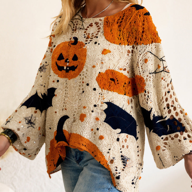 🎃Halloween 50% Off Special Offer-Women's Halloween Loose Fit Batwing Knit Sweater