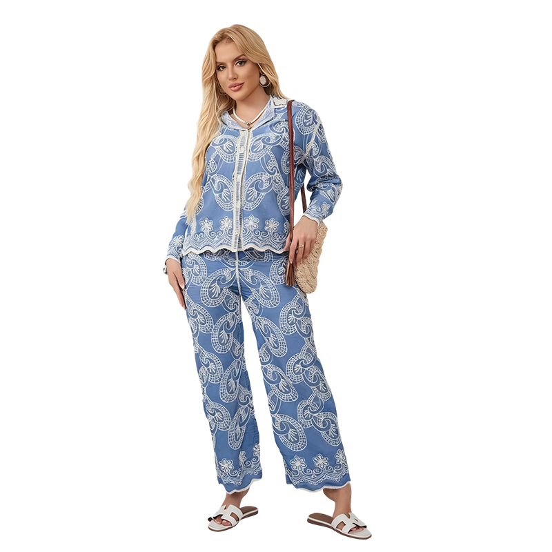 💥Limited-time offer: 50% off-Women's Blue Embroidered 2-Piece Set