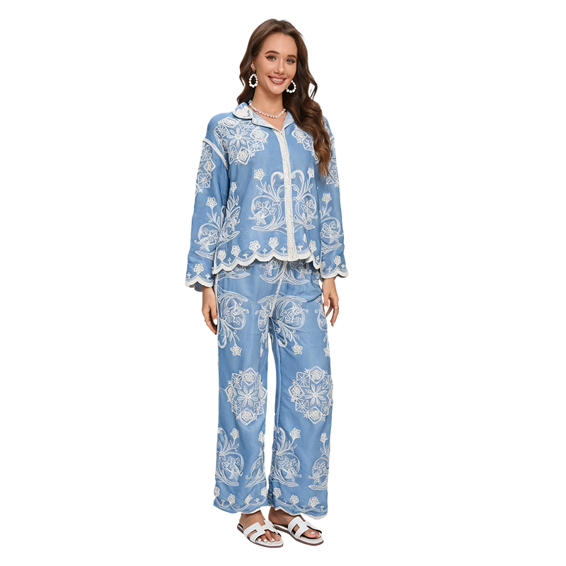 💥Limited-time offer: 50% off-Women's Blue Embroidered 2-Piece Set