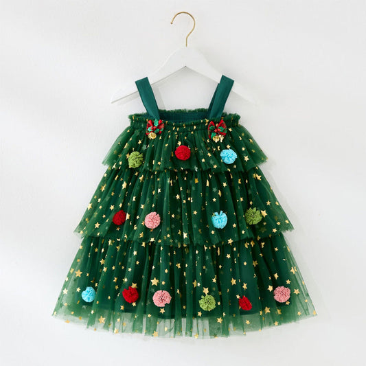 🎁The finest gift-Christmas Star Toddler Girl Tulle Dress