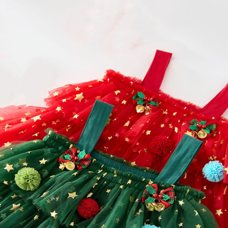 🎁The finest gift-Christmas Star Toddler Girl Tulle Dress