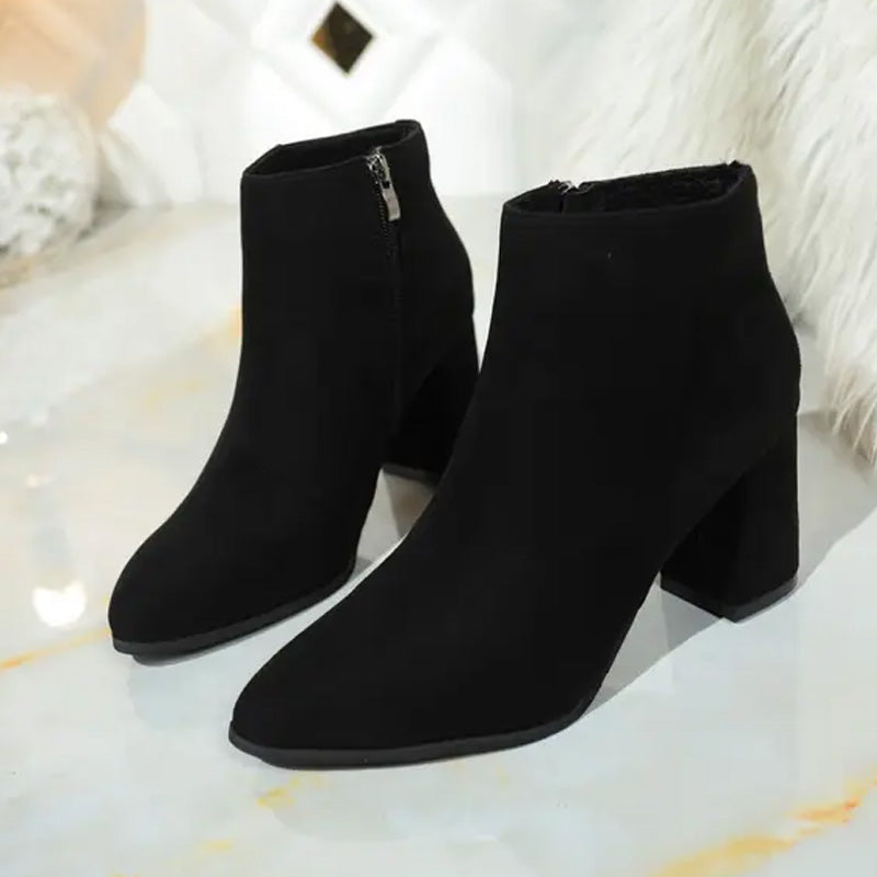 🔥Best-selling women's boots-Women's Pointed Toe Chunky Heel Ankle Boots