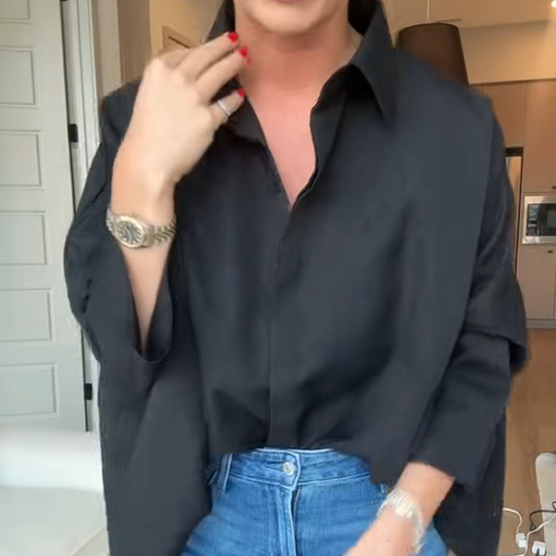 🔥New arrivals now available at 50% off-Women's Flared Hem Lapel Shirt